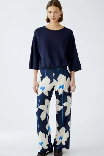 OUI Wende-Pullover darkblue gestreift 3/4-Arm