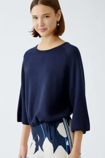 OUI Wende-Pullover darkblue gestreift 3/4-Arm