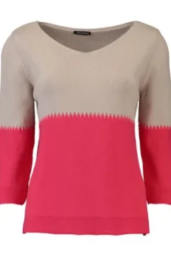 PAOLA BURANI Pullover koralle italienischer Feinstrick mit 3/4 Arm