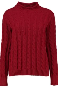 PAOLA BURANI Pullover rot in edlem Zopfstrickmuster