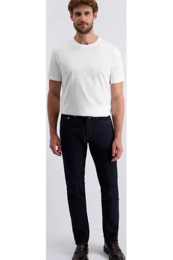 PIERRE CARDIN Five-Pocket-Jeans Lyon blue/black stonewash Tapered Fit