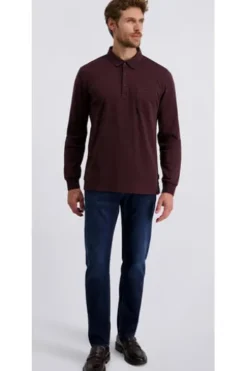 PIERRE CARDIN Langarm Polo-Shirt winetasting Modern Fit