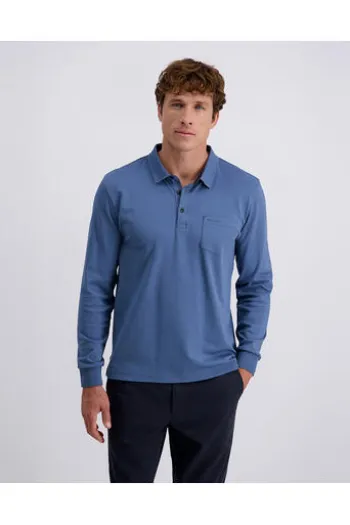 PIERRE CARDIN Langarm Polo-Shirt bering sea Modern Fit