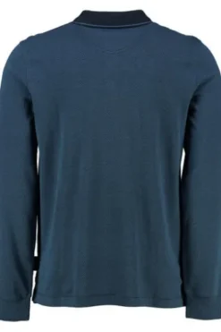 PIERRE CARDIN Langarm Polo Shirt blau gemustert Modern Fit