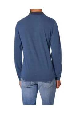 PIERRE CARDIN Langarm Polo Shirt blau gemustert Modern Fit