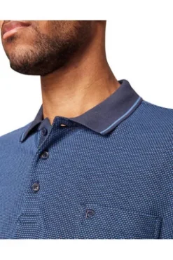 PIERRE CARDIN Langarm Polo Shirt blau gemustert Modern Fit