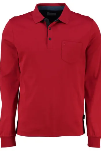 PIERRE CARDIN Langarm Polo Shirt rot Modern Fit