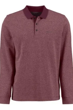 PIERRE CARDIN Polo-Shirt bordeaux gepunktet Langarm