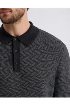 PIERRE CARDIN Strick-Polo-Pullover anthra gemustert