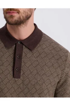 PIERRE CARDIN Strick-Polo-Pullover lark gemustert