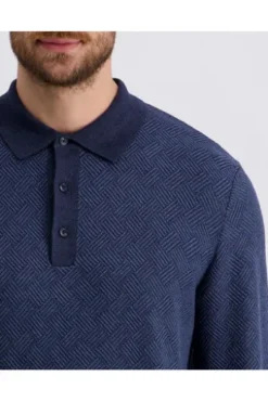 PIERRE CARDIN Strick-Polo-Pullover bering sea gemustert