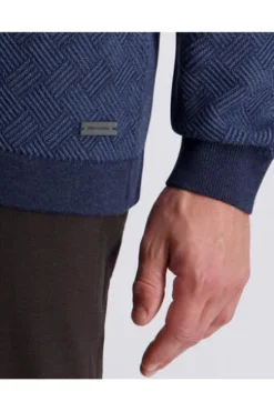 PIERRE CARDIN Strick-Polo-Pullover bering sea gemustert
