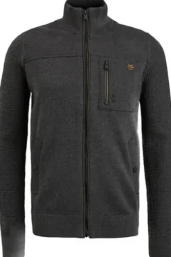 PME Legend Half zip collar cotton knit bone white