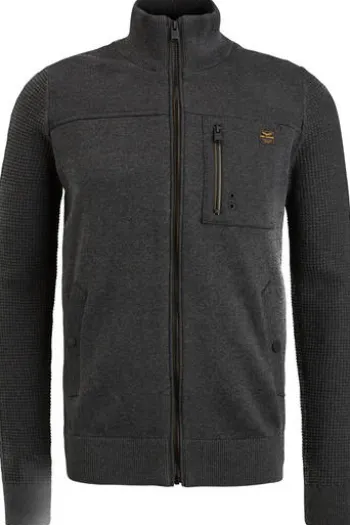 PME Legend Half zip collar cotton knit bone white