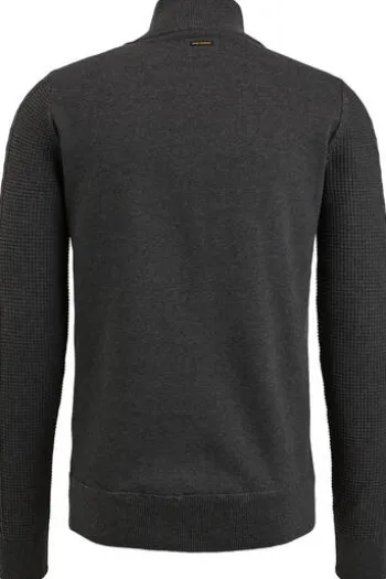 PME Legend Half zip collar cotton knit bone white