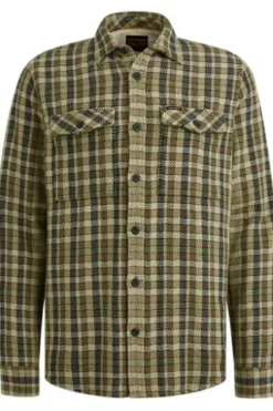 PME LEGEND Overjacket Small Herringbone Check oil green kariert