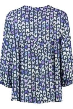 RABE Bluse dunkeljeans gemustert 3/4-Arm