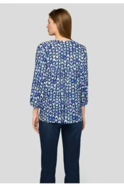 RABE Bluse dunkeljeans gemustert 3/4-Arm
