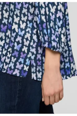 RABE Bluse dunkeljeans gemustert 3/4-Arm