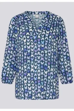 RABE Bluse dunkeljeans gemustert 3/4-Arm