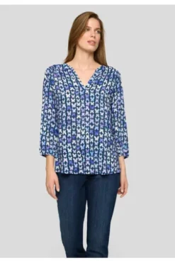RABE Bluse dunkeljeans gemustert 3/4-Arm