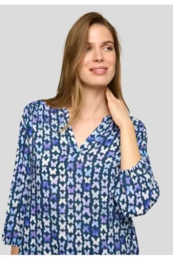 RABE Bluse dunkeljeans gemustert 3/4-Arm