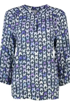 RABE Bluse dunkeljeans gemustert 3/4-Arm