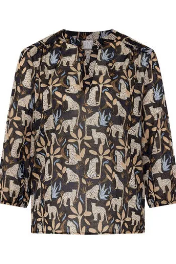 RABE Bluse schwarz gemustert 3/4-Arm