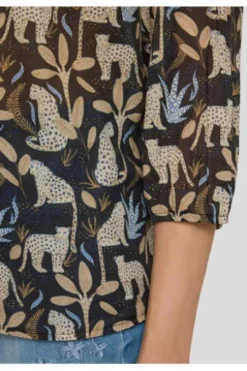 RABE Bluse schwarz gemustert 3/4-Arm
