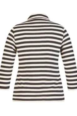 RABE Polo-Shirt alabaster gestreift 3/4-Arm