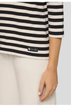 RABE Polo-Shirt alabaster gestreift 3/4-Arm