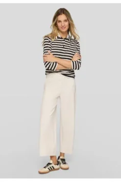RABE Polo-Shirt alabaster gestreift 3/4-Arm