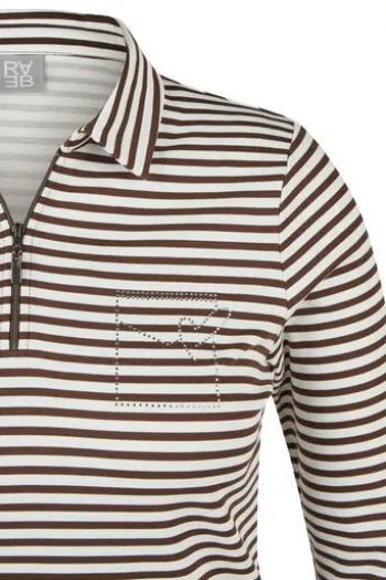 RABE Polo-Shirt mokka gestreift 3/4-Arm