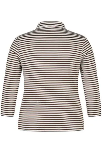 RABE Polo-Shirt mokka gestreift 3/4-Arm