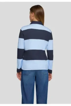 RABE Polo-Shirt pastellblau gestreift Langarm
