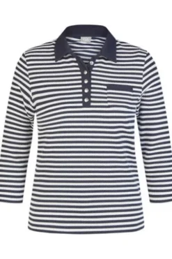 RABE Polo-Shirt pazifik gestreift 3/4-Arm
