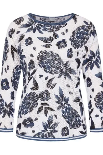 RABE Pullover pazifik geblümt 3/4-Arm