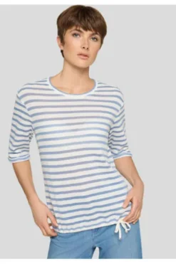 RABE Shirt himmelblau gestreift Kurzarm