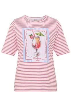 RABE Shirt koralle gestreift mit Frontprint