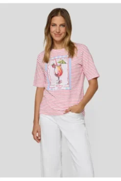 RABE Shirt koralle gestreift mit Frontprint