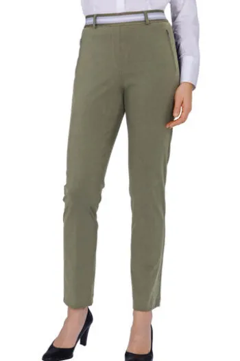 RAPHAELA BY BRAX Jersey-Hose Lillyth khaki in Cool Summer Qualität
