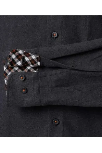 REDMOND Flanell Hemd anthrazit Comfort Fit Langarm