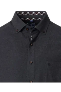 REDMOND Flanell Hemd anthrazit Comfort Fit Langarm
