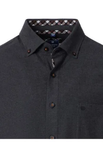 REDMOND Flanell Hemd anthrazit Comfort Fit Langarm