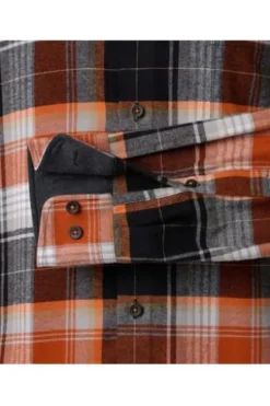 REDMOND Flanell Hemd orange kariert Comfort Fit Langarm