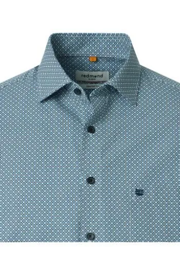 REDMOND Hemd blau gemustert Comfort Fit Kurzarm