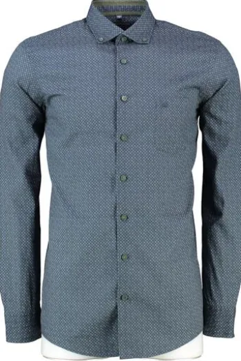 REDMOND Hemd blau/grün gemustert Comfort Fit Langarm