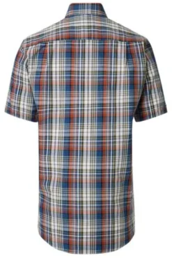 REDMOND Hemd braun kariert Comfort Fit Kurzarm