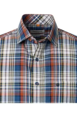 REDMOND Hemd braun kariert Comfort Fit Kurzarm