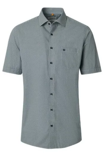 REDMOND Hemd camel gemustert Comfort Fit Kurzarm